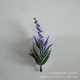 跨境热卖款普罗旺斯紫色薰衣草仿真花地插户外装饰花束挂白霜小草