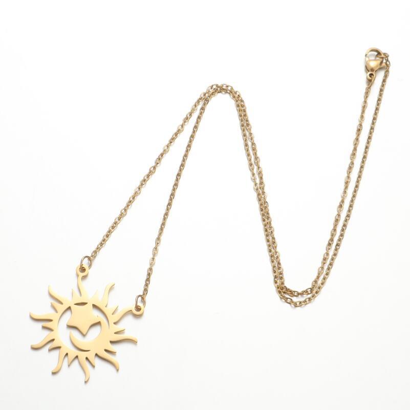 Titanium Steel Retro Plating Sun Necklace display picture 3