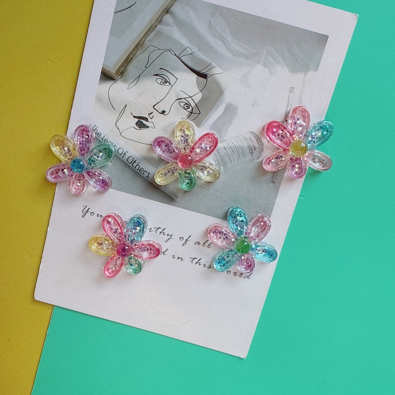 ファセットグラデーションスパンコール六弁花ジュエリーアクセサリー diy 樹脂アクセサリー diy 携帯電話ケースクリーム接着剤靴バックルアクセサリー|undefined
