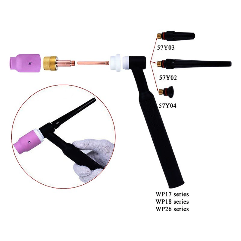 WP17/18/26 Набор фильтров TIG аргоновая дуговая сварочная пушка большой сетчатый экран фарфоровый патончик соединительный корпус с тетрафторной крышкой 9PCS