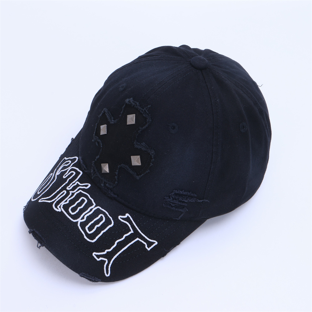 Other Shoot Distressed Studded Cross Cap Black