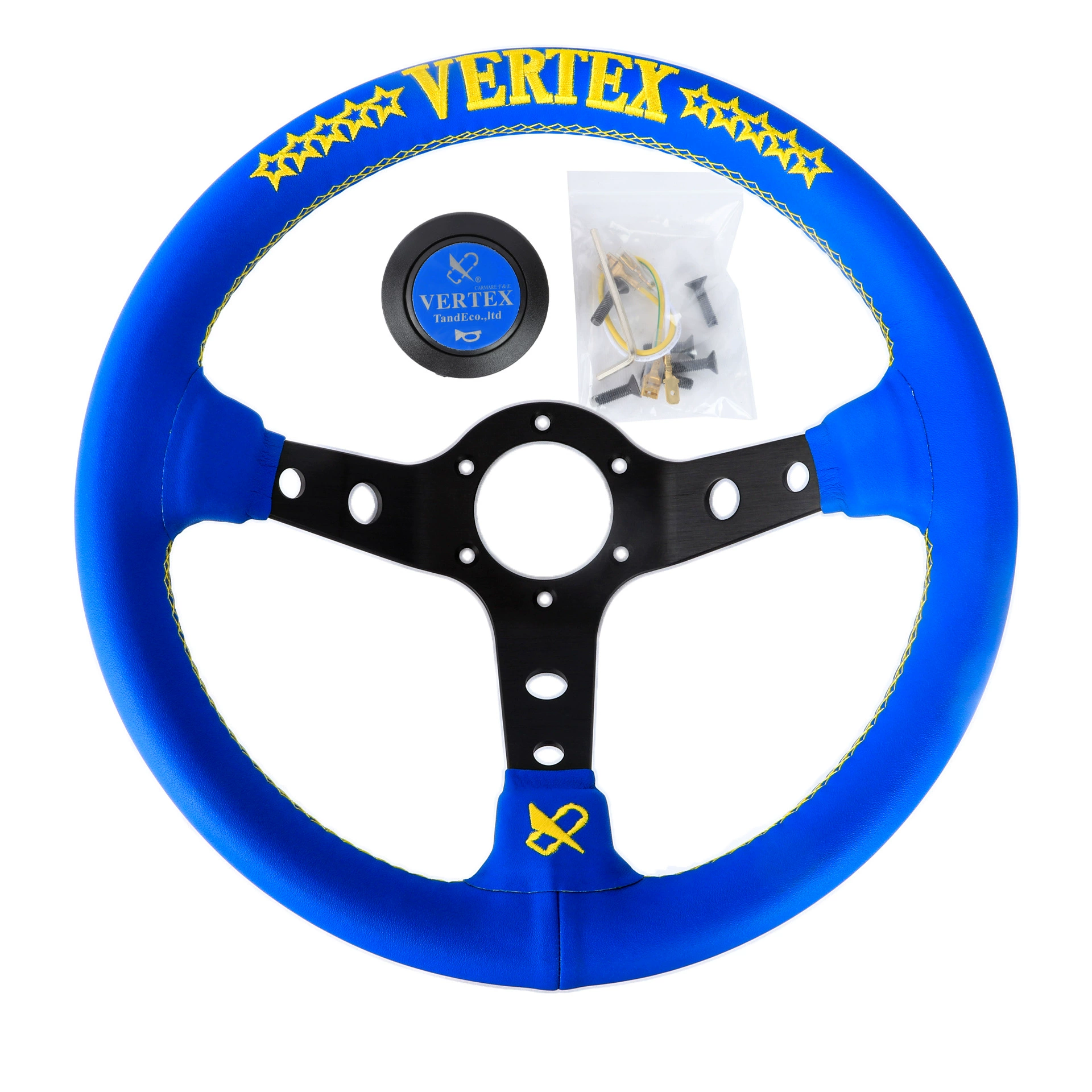 13inch Руль VERTEX, автомобильный модифицированный руль, чистый цвет, вышитый алюминиевый сплав, глубокий вогнутый руль