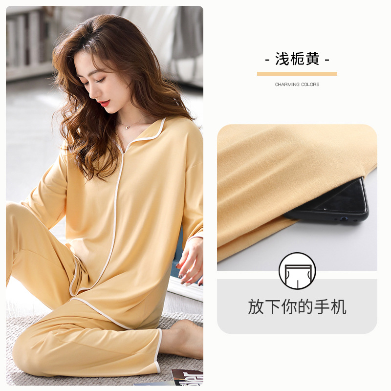 2023 nuevos pijamas de primavera y otoño las mujeres 100% algodón inicio desgaste manga larga alto sentido traje