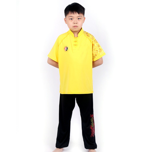 New Chinese style quasi-long and short-sleeved competition children's martial arts uniforms suitable for martial arts schools and Taekwondo uniforms that can be added with LOGO