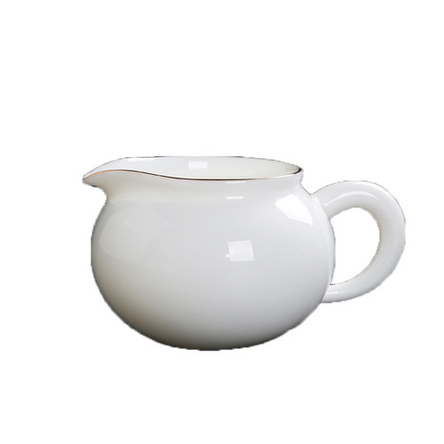 Suet-fat jade white porcelain fair cup household kung fu tea set pouring tea male cup even cup ceramic filter cocoa printed logo