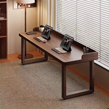 【雅旺工厂】全实木双人书桌加挡板台式电脑桌长条桌子家用学习桌