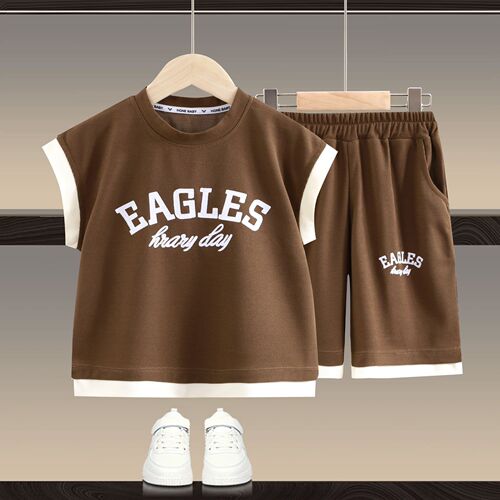 [2025] Children's summer sleeveless suit for men and women's Korean vest two-piece set for medium and large children's shorts set