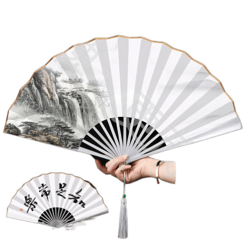 *%防身武器扇子功夫折扇钛合金全纯金属铁男款十寸折叠机械感太极|undefined