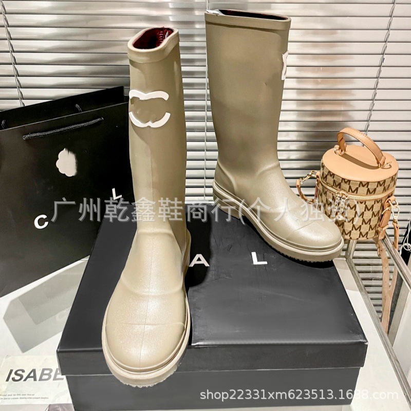 顶奢小香风2025新款圆头黑色防水无缝骑士靴高筒靴不过膝|undefined