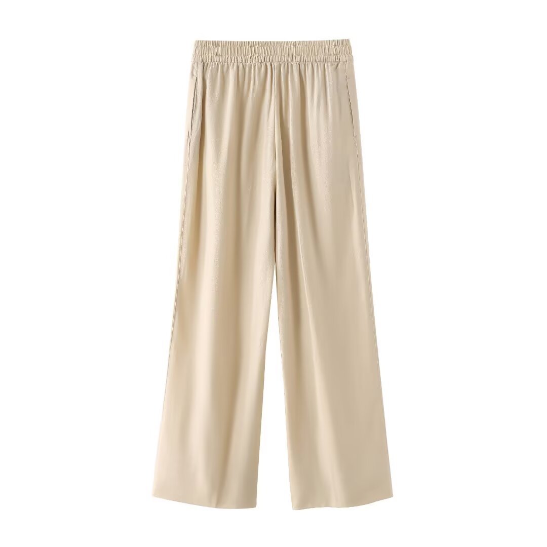 Women's clothing 2024 summer new linen double breasted suit jacket wide leg pants set_voghion.com