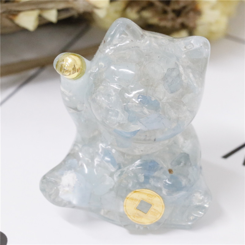 水晶の猫のデスクトップの置物の家の装飾のゴムの猫の工芸品の小さくて美しい猫の置物の卸売り