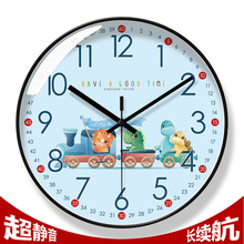 8207挂钟卡通恐龙家用时钟客厅静音机芯钟表静音扫秒长续航石英钟