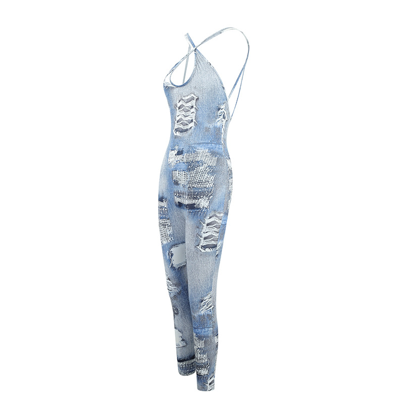 Sexy Sexy Women Clothing Trendy Printing Gallus Siamese Trousers Stretch Slim Jumpsuit