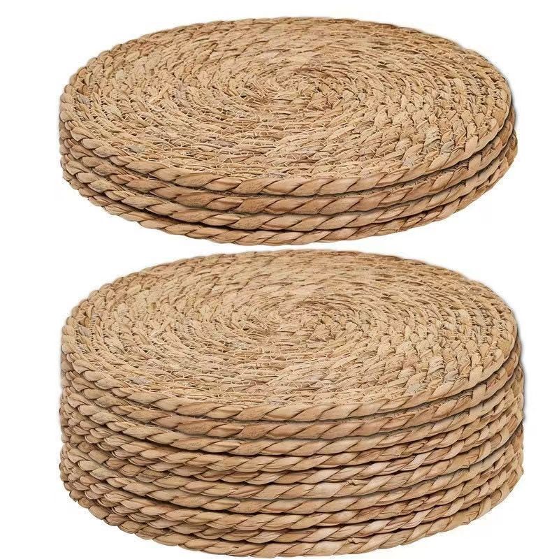 cattail straw woven placemat heat insulation mat coaster bowl mat restaurant decorative mat western placemat japanese table mat round cushion