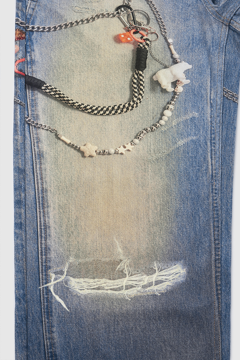 Herren Jeans Gerade Und Weit Geschnitten Digital Bedruckt_voghion.com