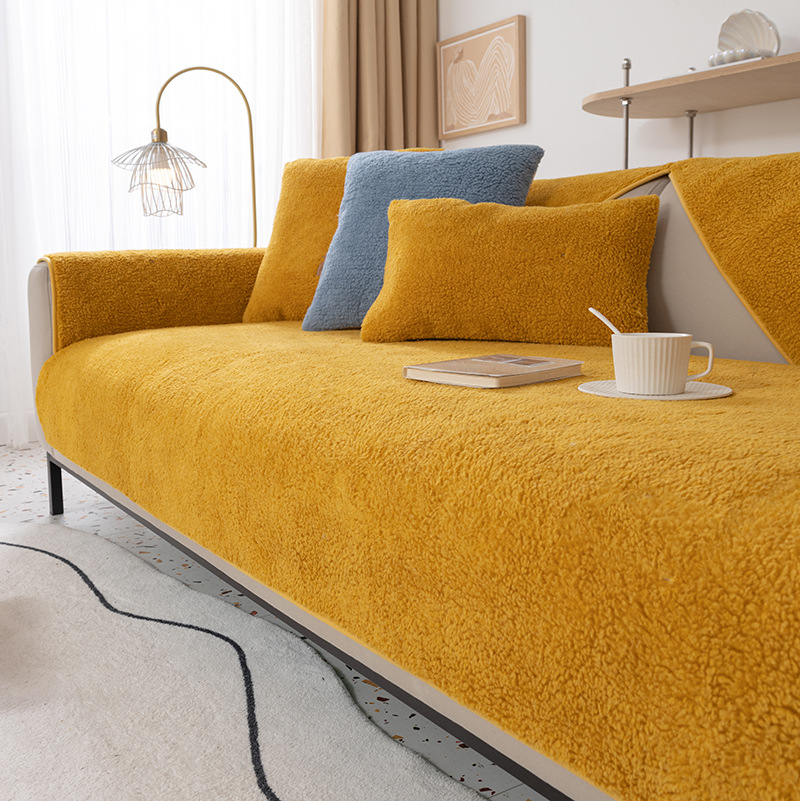 Cross-Border Lamb Wool Thickened Non-Slip Plush Seat Cushion Winter Nordic Sofa Cover Wholesale_voghion.com