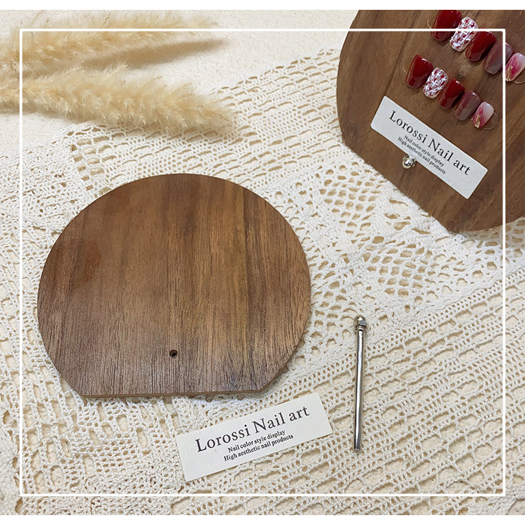 Vintage Style Nail Color Display Board Walnut Wood Display Stand for Nail Polish and Gel Color Swatches