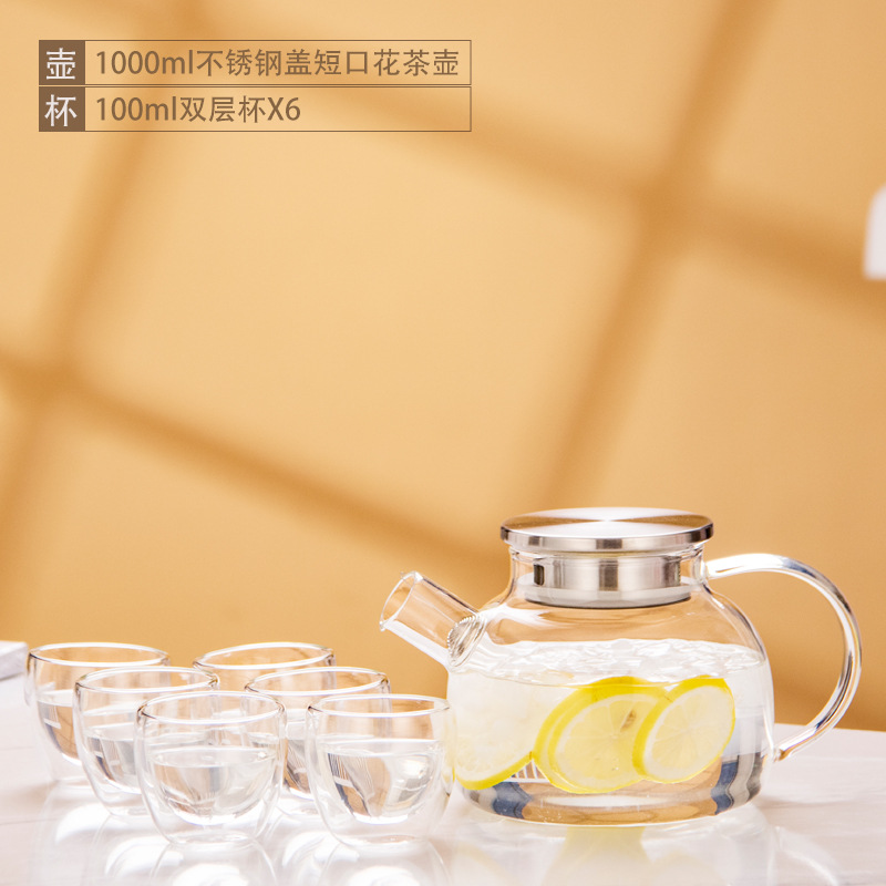 Tetera de vidrio resistente al calor tetera de bambú de gran diámetro olla engrosada tetera de flores y hierba tetera de gran capacidad hervidor de agua fría tetera hirviendo