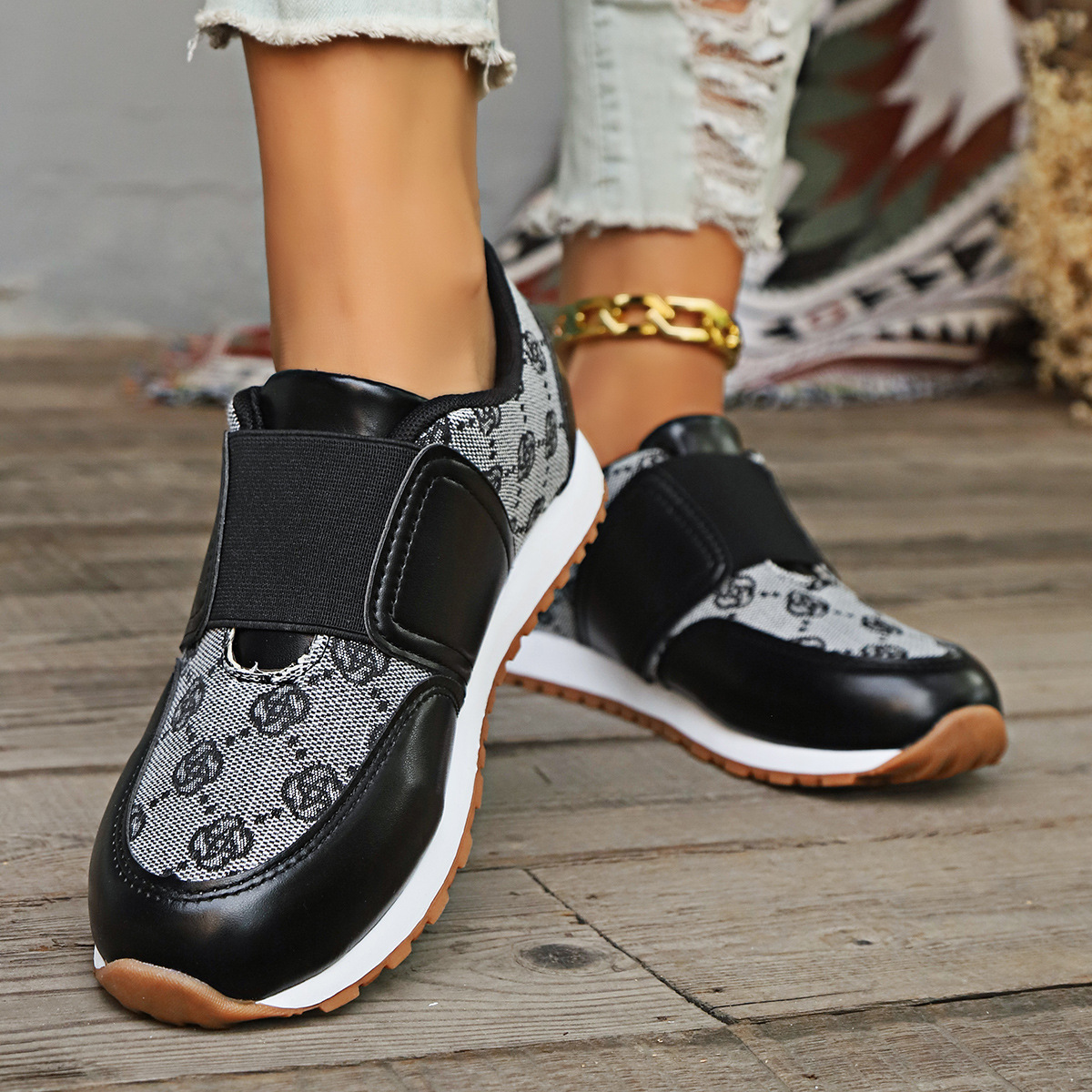 Damen Sneaker Atmungsaktive Freizeitschuhe Mit Elastikband_voghion.com
