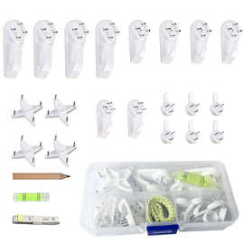 跨境盒装18pcs相框无痕钉强力挂钩墙上照片隐形钉子壁挂画墙钉