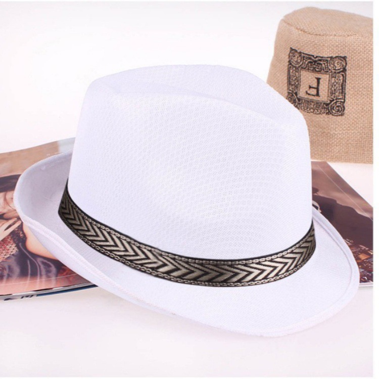 Sombrero de paja de estilo británico, protector solar de verano, sombrero de copa de luz al aire libre