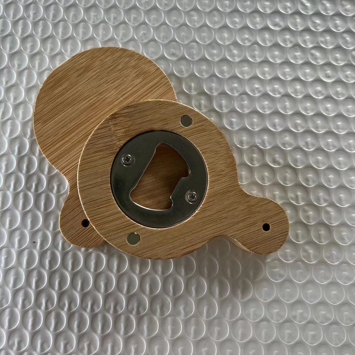 Abrebotellas de cerveza fábrica recta bambú redondo creativo magnético refrigerador etiqueta publicidad logotipo promoción al por mayor acero inoxidable