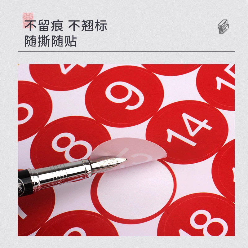 PVC impermeable número adhesivo adhesivo número de serie número adhesivo número de mesa de comedor etiqueta número de entrada