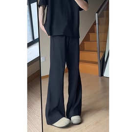 黑色弯刀微喇西裤男款夏季cleanfit垂感高级感裤子宽松休闲拖地裤