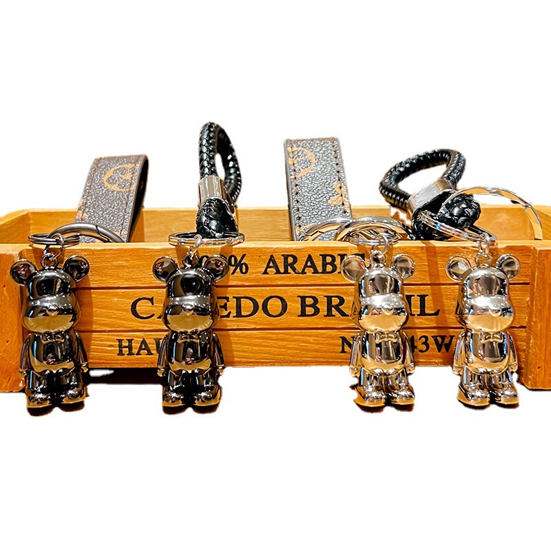 Creative metal graffiti bear keychain cartoon bear doll key pendant car bag key chain pendant