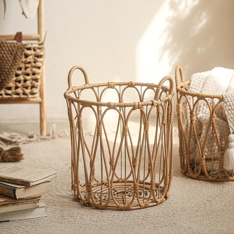 Cesta de almacenamiento de mano hecha a mano para la decoración de la sala de estar, cestas de almacenamiento de ropa sucia