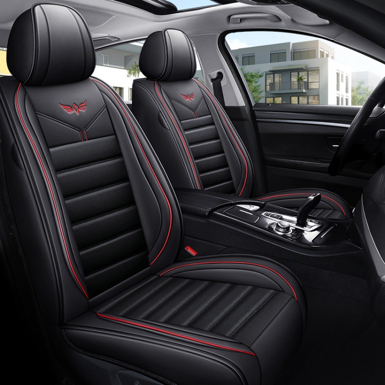 New Nappa Leather Car Seat Cushion, Universal for All Seasons, Fully Enclosed Seat Cover, Summer Machine-Knitted Ice Silk Breathable Internet Celebrity Car Cushion