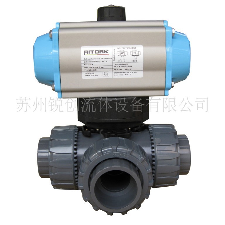 供气动PVC三通球阀，气动三通球阀