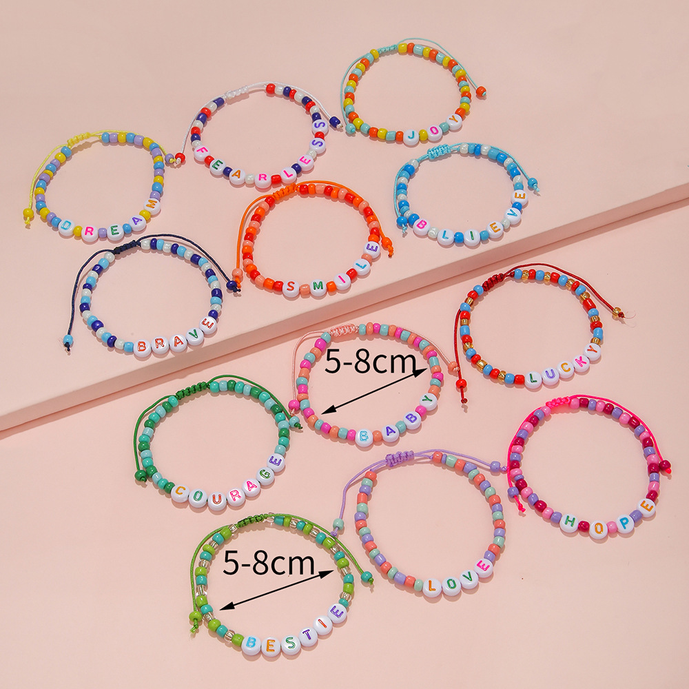 Sweet Letter Arylic Glass Handmade Kidu0027S Bracelets 1 Set