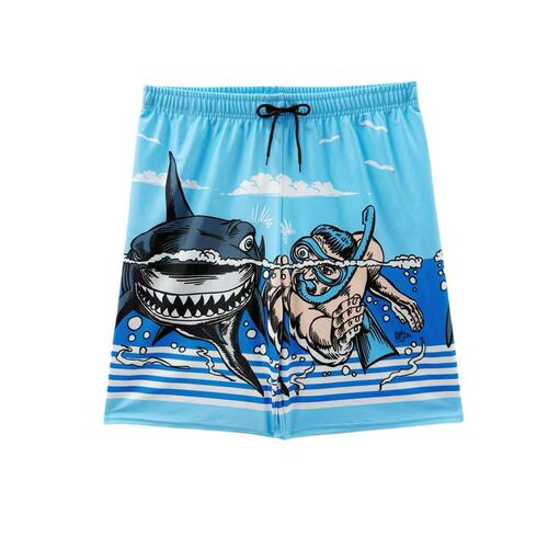 Men's loose extended length plus size flat-bottom hot spring beach swimming pants that can be worn outside