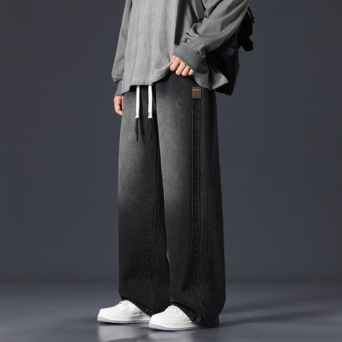 JYF-A502 Men's Ice Silk Summer Quick-Dry Loose Fit Plus Size Cool Sensation Casual Denim Grey Blue Black