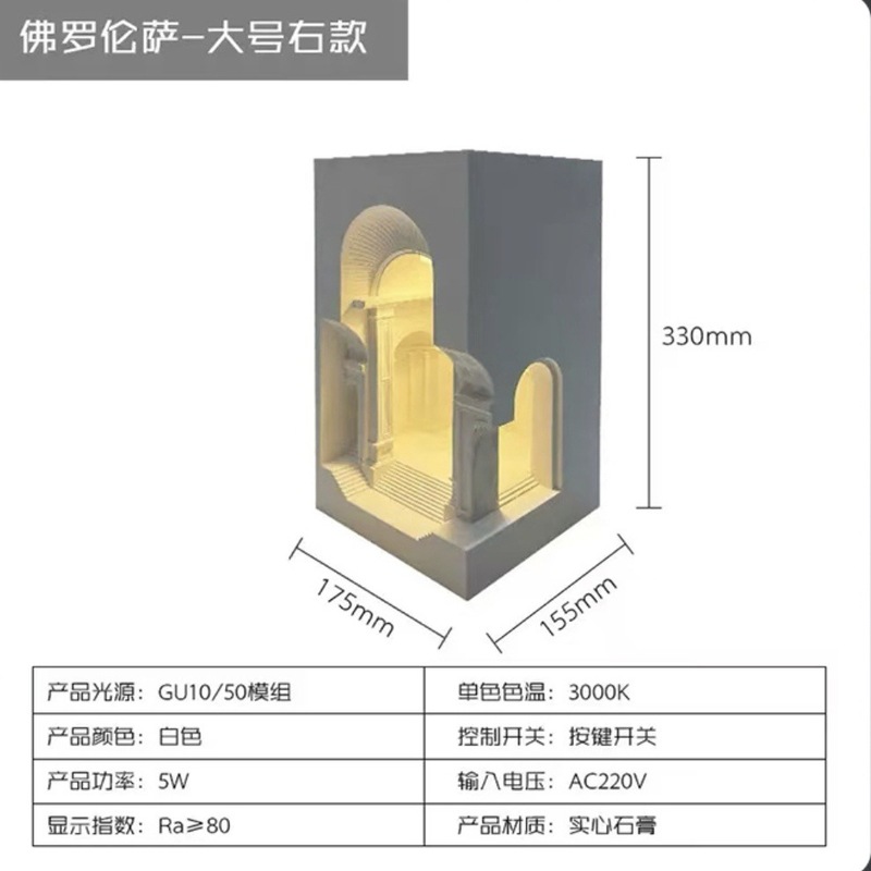 嵌入式石膏壁灯佛罗伦萨墙角壁灯转角感应氛围灯香薰宫殿壁龛灯|undefined