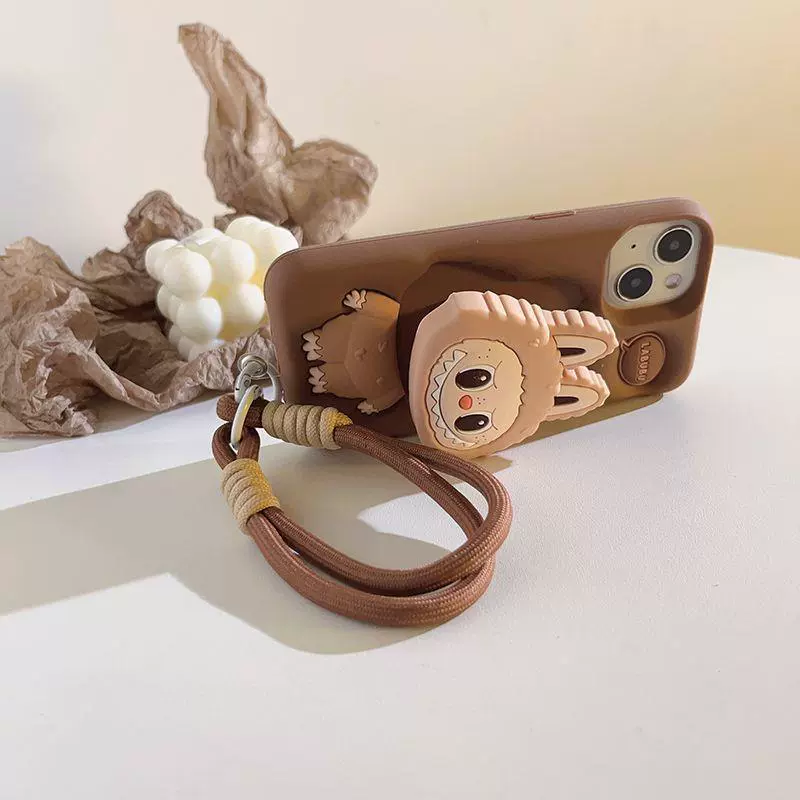 Подставка Labubu//чехол для мобильного телефона Apple/чехол с рисунком светло-кофейного цвета, чехол-подставка Labubu, скидка на большое количество и бесплатная доставка