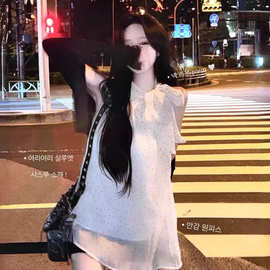 现货 韩国东大门波点衬衫无袖系带女人气质减龄显瘦衬衫