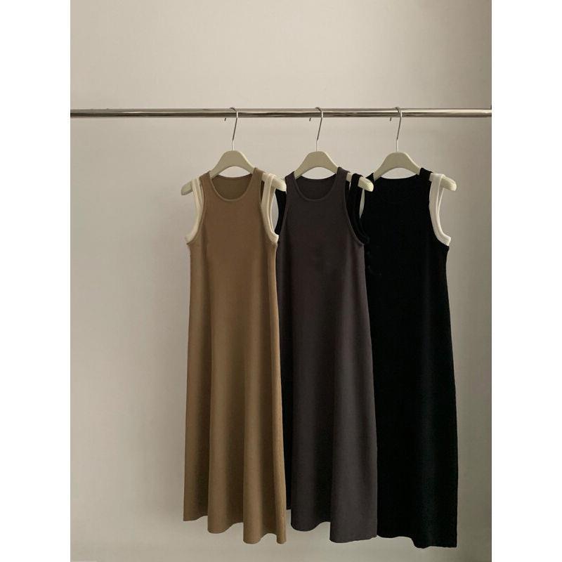 Fake Two-Piece Camisole Dress for Women Summer French Hepburn Style Ice Silk Little Black Dress Mid-Length Sleeveless Skirt