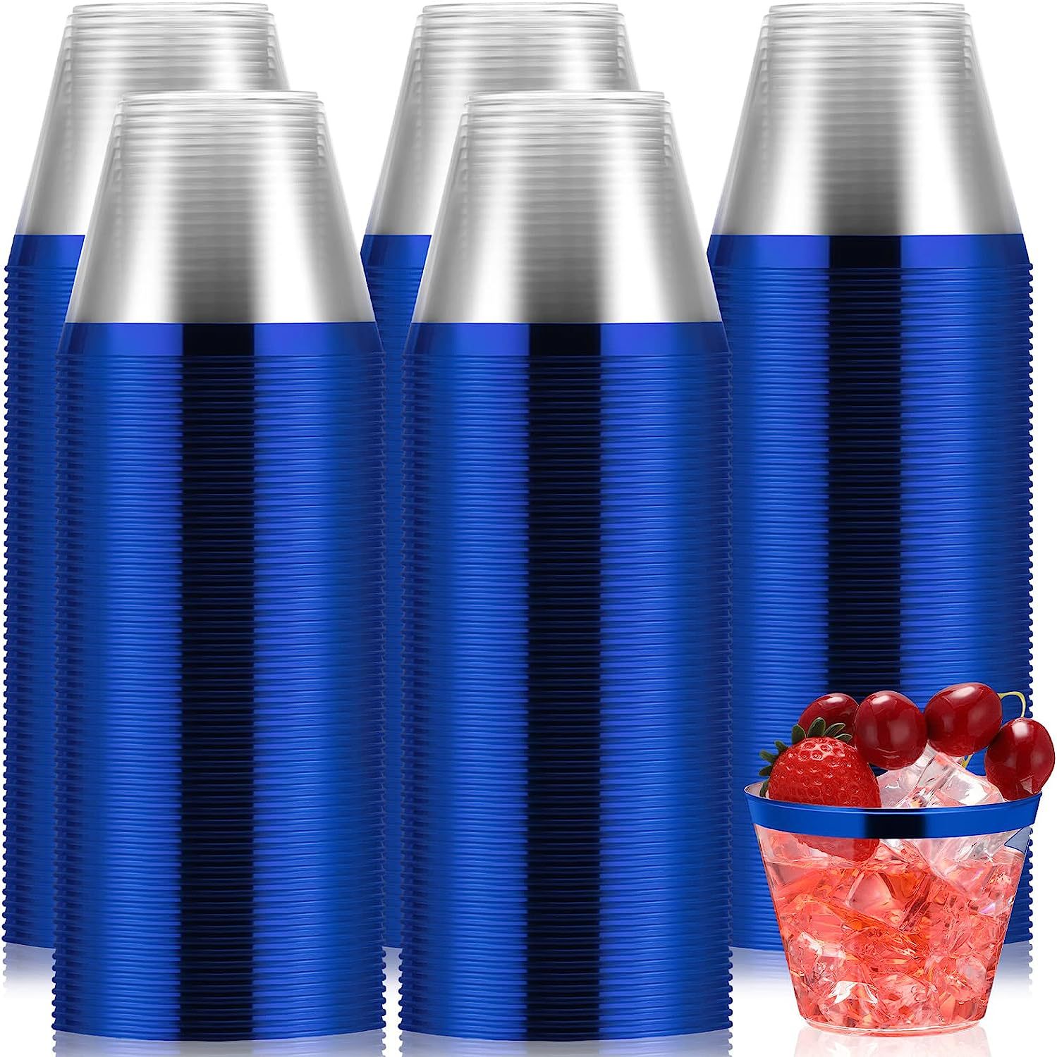 9 oz 270ml borde púrpura caliente borde azul taza de plástico desechable PS duro engrosada taza de aviación taza transparente