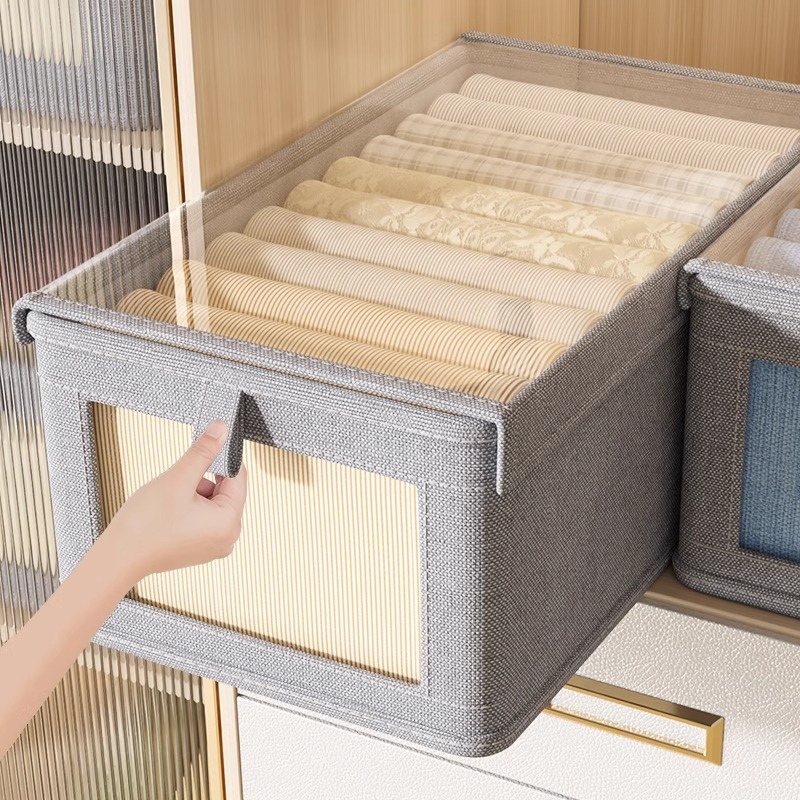 带盖可视衣服收纳盒家用衣柜衣物整理收纳神器玩具折叠抽屉储物框