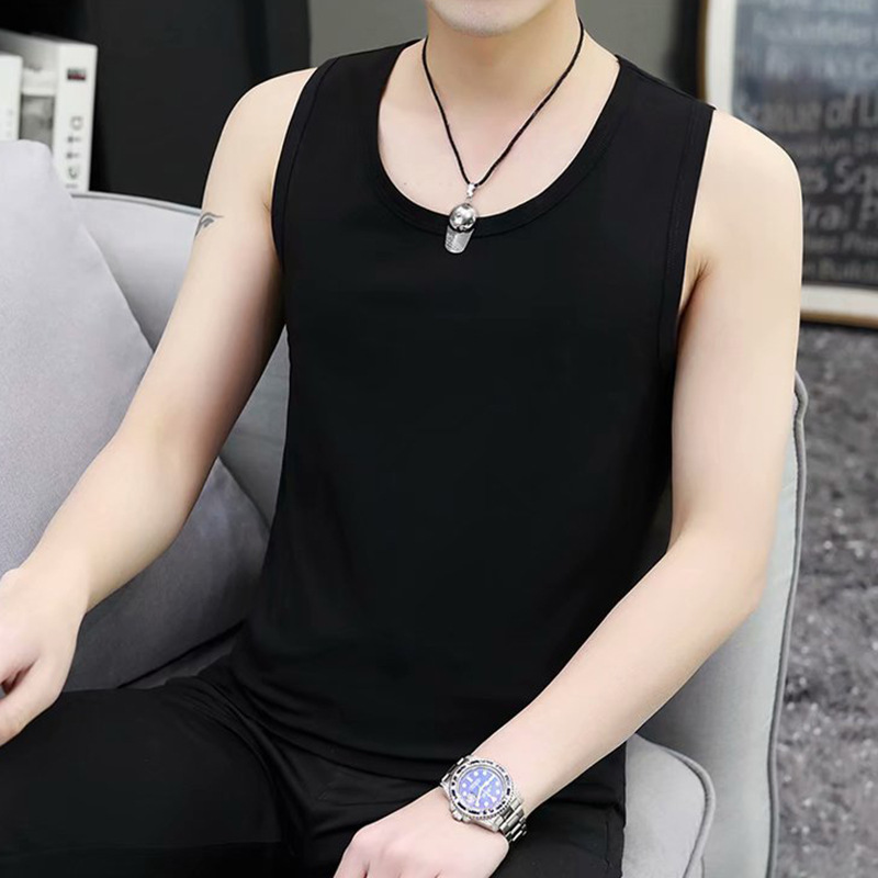 Vest Men's 2022 Summer New Casual Short-Sleeved Solid Color Slim Sleeveless Thin Casual Korean t Top