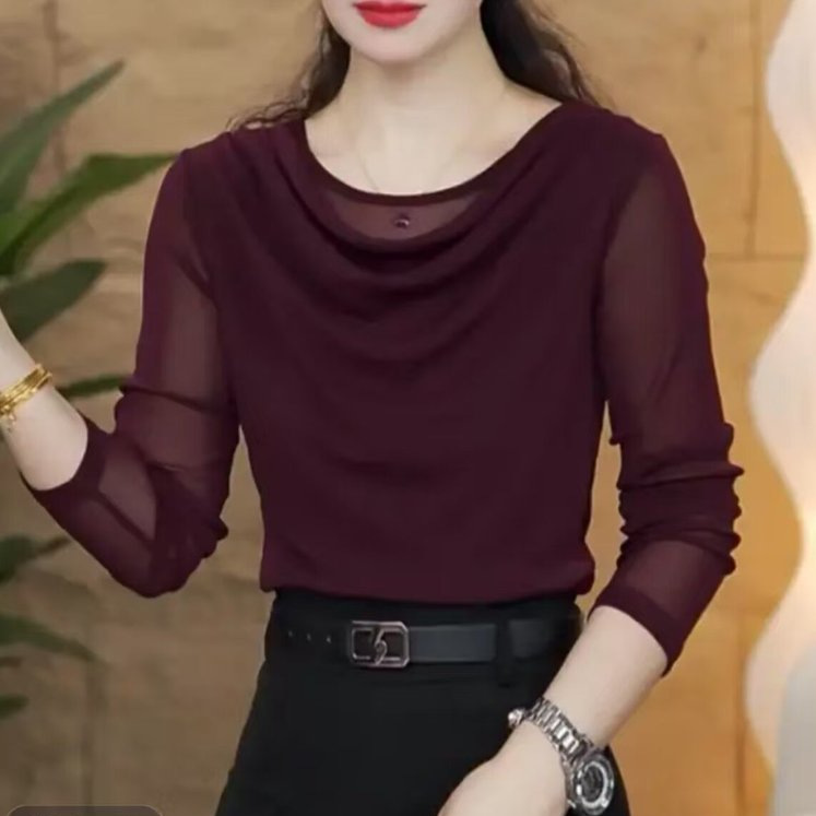 자주색 긴팔