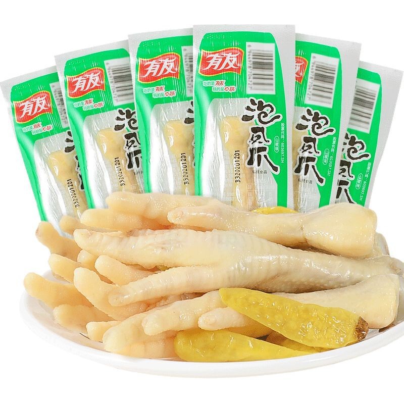重庆有友泡椒凤爪28g*15支辣的鸡爪吃货解馋小零食整支鸡爪零食|undefined