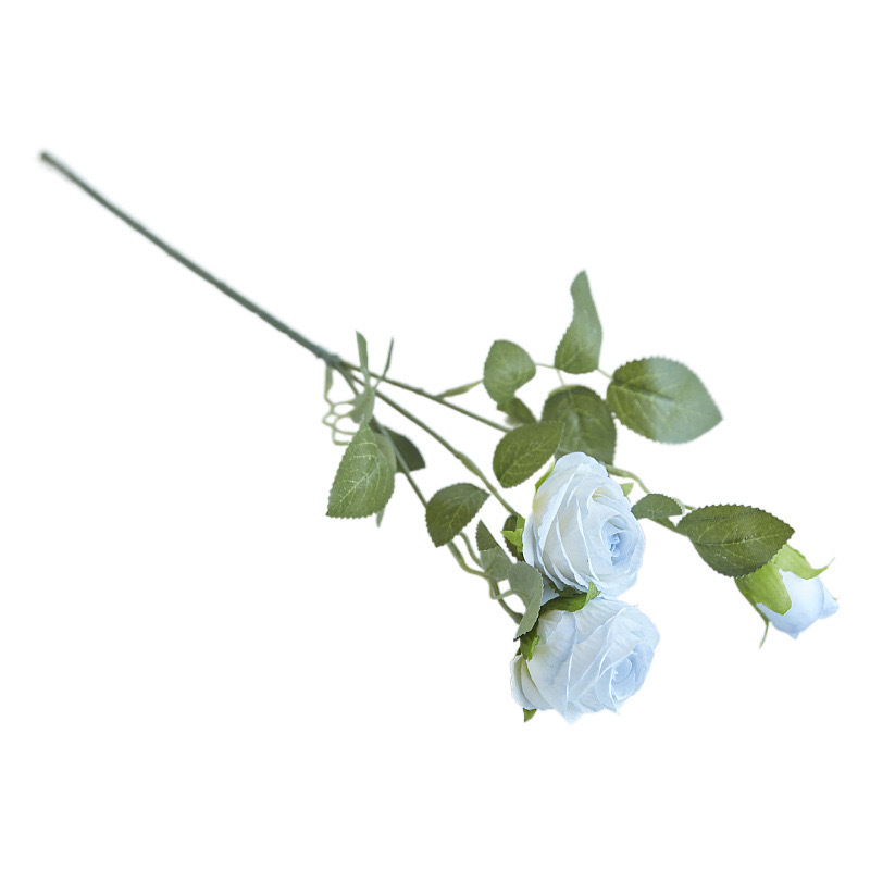 Artificial flower spring single 3-head rose table flower Japanese and Korean small fresh bouquet hotel decoration juanhua rose_voghion.com