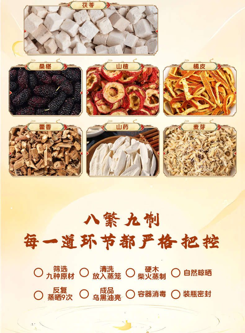 Five-Leaf Ginseng and Adzuki Bean Herbal Paste with Poria Steam-Processed Herbal Paste 220g specifications