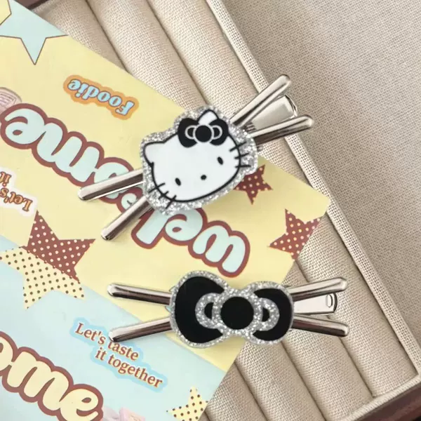 Acrylic Dark Cat Cross Hairpin Japanese Sweet Versatile Girly Bangs Duckbill Hair Clip Hair Accessory