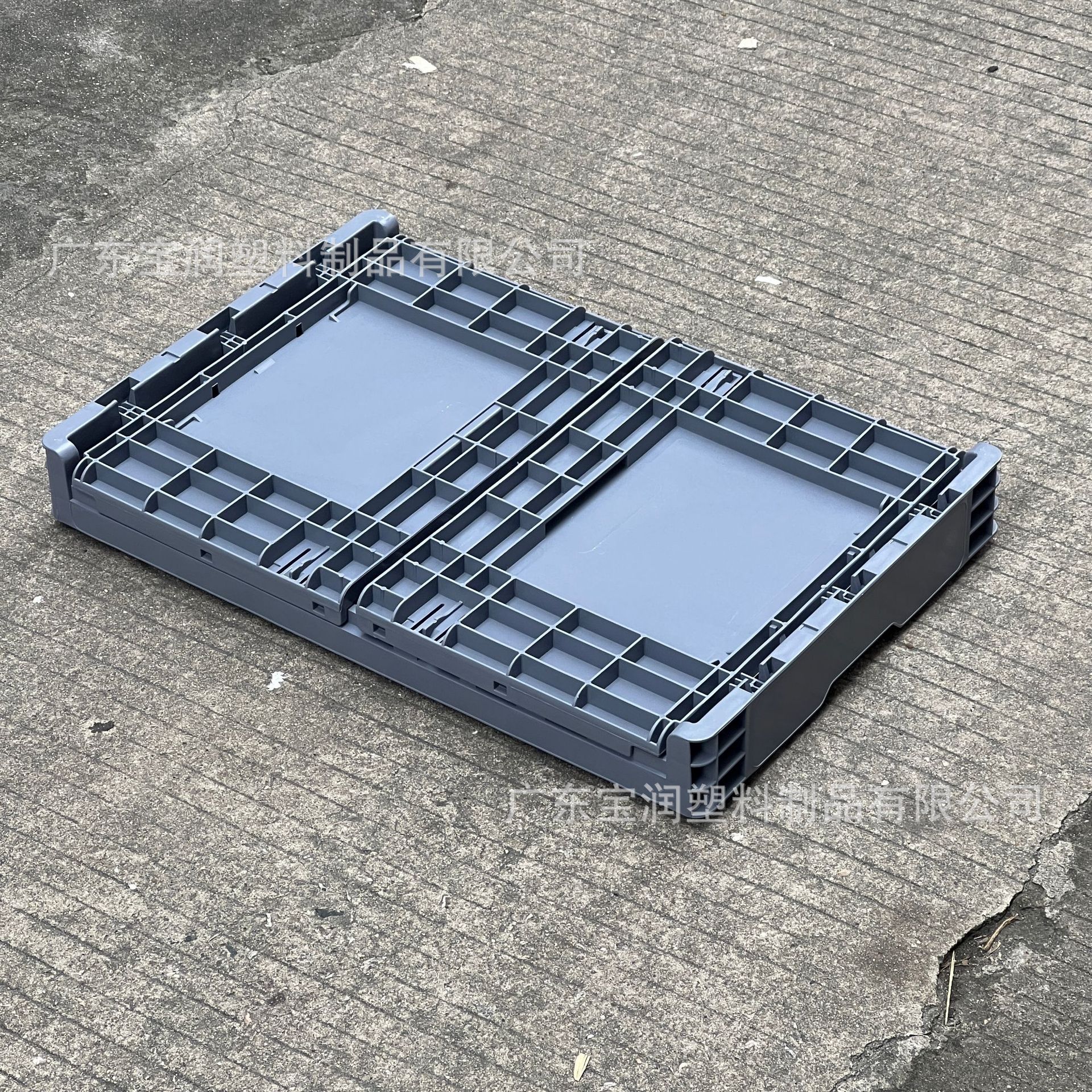 广州灰色eu箱物流收纳箱大号可折叠塑料周转箱加厚带盖箱东莞批发
