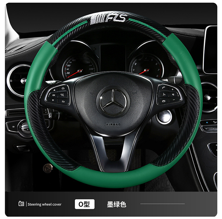 Car Steering Wheel Cover, Simple Sports Business Interior Supplies Handle Cover, Universal Four-Season Carbon Fiber Leather Protective Cover