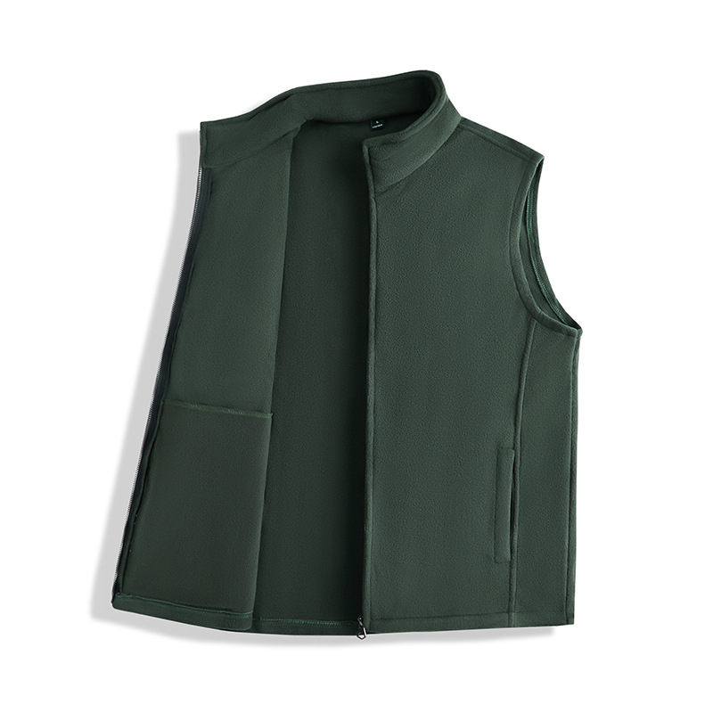 Gilet unisex in pile con collo alto - Giacca imbottita senza maniche con cerniera, pesante 320 g, strato termico in poliestere per autunno e inverno_voghion.com
